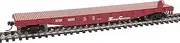 [Walthers Trainline] HO Scale Model Flatcar - Ready to Run - Atchison, Topeka & Santa Fe #88985 (Red, White)