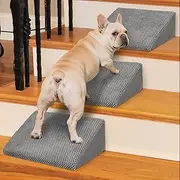 Dog Ramp for Stairs Suits for Small Dogs Cats, Pet Steps Stairs for Staircase Stairs with Anti-Slip Bottom and Self-Sticky Pads to Fix Suitable for Dogs Cats Grey(3Pcs, Grey)