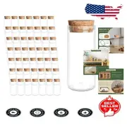 Set of 50 High Borosilicate Glass Potion Bottles with Cork, 1.01 Oz Each