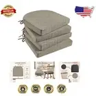 Stylish Khaki 4-Pack Memory Foam Chair Cushions with Secure Ties & Non-Slip Back