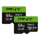 ☆PNY Elite-X MicroSD 記憶卡含SD轉接卡 64GB 2入