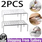 2X Adjustable Cupboard Storage Shelf Organiser Holder Pantry Stand Rack Kitchen
