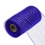 6 Inch Glitter Poly Burlap Mesh for Wreath Ribbon 10 Yard Blue & Silver
