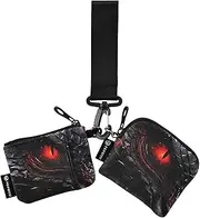 [XYMZR] Dragon Red Eye Mini Zip Around Wristlet keychain Wallet for Women Personalized Pattern Detachable Dual Pouch Wristlet Portable Wallet Phone Coin Purse, Multi-colored, One Size