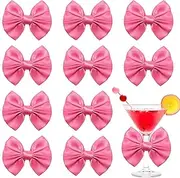 24 Pcs Satin Hot Pink Ribbon Twist Tie Bows for Treat Bags 3.5inches Pink Bow for Crafts Wrapping Premade Bows Decorating Gifts for Cake Bakery Pop Candy Apples Wedding Party