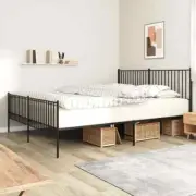 Powder Coated Steel Bed Frame Mattress Base Platform With Headboard Footboard