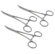 3 Full Serrated Locking Hemostat Forceps 5" Curved Jaws Pliers Stainless Steel