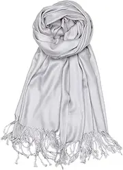 [Achillea] Large Soft Silky Pashmina Shawl Wrap Scarf in Solid