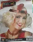 Rubies New Blonde Curly Bob Flapper Wig and Red Sequin Feather Headband, New