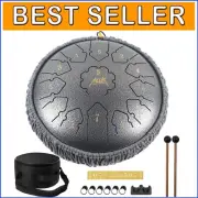 C Key Steel Tongue Drum - 12 Inches, 13 Notes with Travel Accessories Included