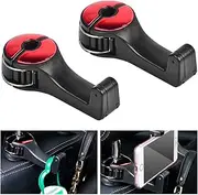 Kleemeiero Pack of 2 Headrest Hooks Car Plastic Car Seat Headrest Hooks Universal Hook for Car Seats Headrest with Mobile Phone Holder Rotating Bag Hook Car for Wallet, Fabric, Food