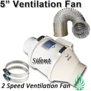 5inch 2 Speed Low Noise Silent Inline Fan Ducting Ventilation Kit Grow Tent Room