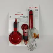 Kitchenaid 4 Measuring Cups & 5 Spoons & Utility Whisk HERA Empire Red 10 Set