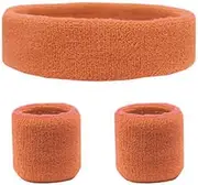 AIMALL Cotton Wristbands + Headband Sweatbands Sweat Band for Running Tennis Badminton Cycling Gym Workout Sweat Absorption Elastic