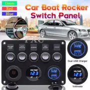 5 Gang Car Boat Marine Blue LED Toggle Rocker Switch Panel Circuit Breaker 12V