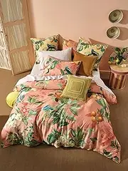 Linen House Marisol Guava Quilt Cover Set, Queen Bed