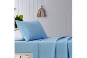 Blue Plain Dyed Microfibre Sheet Set Double