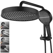 Black 13" Round Shower Head Handheld Gooseneck Arm Diverter Set