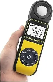 High Performance Luxmeter Lumen Meter Handheld Light Calibrator with 270° Rotatable Detector, Measuring Range 0.1~300,000Lux for Homes, Agriculture, Warehouse