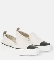 [Brunello Cucinelli] Brunello Cucinelli Monili canvas slip-on shoes AU 8 white