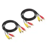 2PCS RCA Cable 5ft, 3 RCA Male to 3 RCA Male Stereo Audio Video Subwoofer Cable