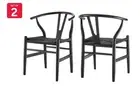 Set of 2 Matt Blatt Hans Wegner Wishbone Chairs Replica (Beech Wood