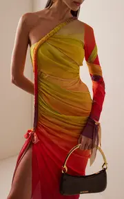 [Andrea Iyamah] Turi Ruched Jersey Mesh Maxi Dress