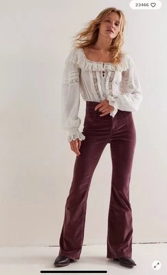 Free People High Rise Flare Jayde Cord Corduroy Pants Jeans 31 SHORT