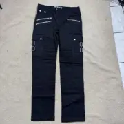 Chemical Black Pants Mens 34 Anders Zip Accent Cargo Pockets Punk Gothic 33x32.5