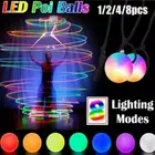 8Pcs LED Multi-Colored Glow POI Thrown Balls Light Up For Belly Dance Hand Props