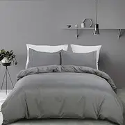 ForZzz 2000TC Gray Hotel Soft Microfiber Quilt Cover Set King Size,3 Pieces Duvet/Donna Cover Set, 1 Quilt Cover Zipper Closure & 2 x Pillowcases(King,Gray)