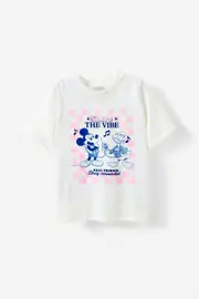 [Cotton On Kids] Cotton On Kids - Mickey Mouse Drop Shoulder Short Sleeve Tee - Lcn dis mickey share the vibe/vanilla 2 LCN DIS MICKEY SHARE THE VIBE/VANILLA