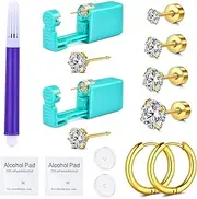 [QWALIT] Ear Piercing Gun Kit - Gold Self Piercing Earrings Kit With Studs