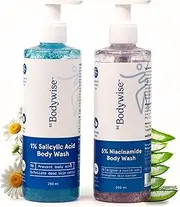 Be Bodywise 5% Niacinamide Body Wash & 1% Salicylic Acid Body Wash | With Aloe Vera & Chamomile Extract | For Glowing, Radiant & Even-Toned Skin | 500 ml