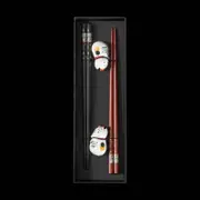 Omotenashi Lucky Cat Chopsticks & Chopstick Rests Set of 2