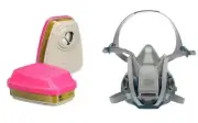 3M QUICK LATCH HALF FACE RESPIRATOR MASK & 2- P100 MULTI GAS VAPOR CARTRIDGE LRG