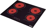 Tramontina New Square Glass Ceramic Electric Cooktop with 4 Heating Rings and Touch Control