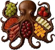 Charcuterie Boards | Octopus Charcuterie Platter | Oceans Themed Cheese Bread Board | Funny Octopus-Shaped Dinnerware Individual Boards | Wood Nautical Serving Tray for Seafood Lovers