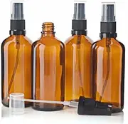 30-100ml Empty Amber Glass Glass Spray Bottles Spray Roller Bottles Mist Sprayer Refillable Containers for Essential Oils, Cleaning Products, Aromatherapy, Durable Black Trigger Sprayer