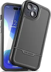 Encased Rebel Designed for iPhone 15 Phone Case, Protective Heavy Duty Cover (Black)