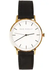 [Mon Choux] Classic Vegan Leather Watch 38mm in Black/Gold