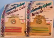 Amaco Polymer Friendly Clay Millefiori Cane Slice & Bake Art Beads lot of 2