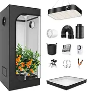 Grow Tent Kit, 40x40x120cm LED Grow Light Full Spectrum Indoor Grow Tent Complete System with Timer and Hygrometer, Hydroponics Tent, Indoor Herb Garden Kit for Kitchen, Vegetables 50 * 50 * 100cm