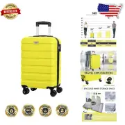 20-Inch Lightweight Travel Suitcase with Universal Wheels & TSA Lock - Yellow
