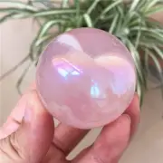Beautiful Angel Crystal Sphere Ball Pink Rose Quartz Crystal Healing Home Decor