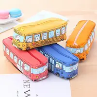 在飛比找樂天市場購物網優惠-卡通巴士筆袋 韓國 創意文具 小動物 鉛筆盒 帆布 文具盒 