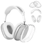 For Apple AirPods Max Headphones Protective Case Clear Silicone Ear Pad Sleeves Full Set Covers-Transparent
