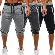 Men's Sweat Shorts Running Shorts Capri Pants Patchwork Drawstring Plain Daily Holiday Going out Streetwear Basic Black Light Grey Micro-elastic