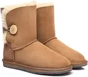 [UGG AUSTRALIAN SHEPHERD] UGG Boots Women Australian Premium Twinface Sheepskin Short Mid Calf Bailey Button Boots Water Resistant Winter Shoe