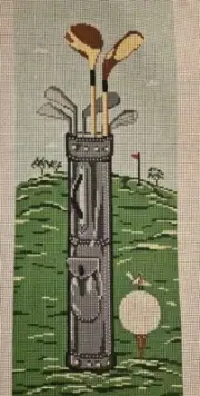Copper Oaks Design Birdie On The Green Hand-painted Needlepoint Canvas Original